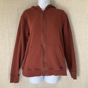 Pact Mens Organic Cotton Zip Hoodie Terracotta Rust Orange Sz M French Terry*